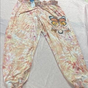 Orange and Yellow Tie-Dye Joggers with Elastic Cuffs